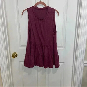 Fushia in color sleeveless ruffle down shirt sz lg